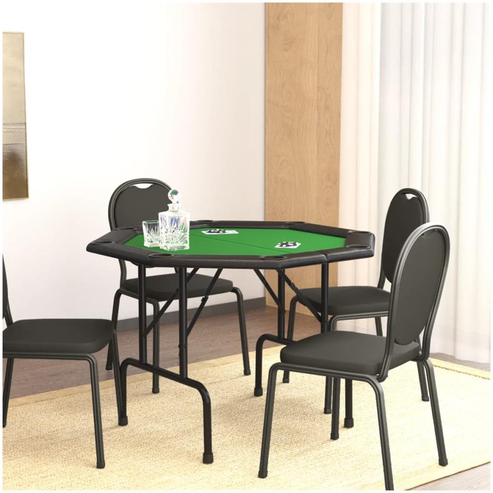 Tavolo Da Poker Pieghevole 8 Giocatori Verde 108x108x75 Cm - Foto 1