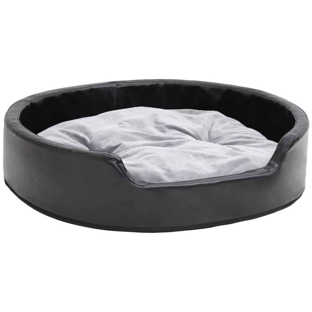 Lettino Per Cani Nero E Grigio 79x70x19 Cm Peluche E Similpelle - Foto 1