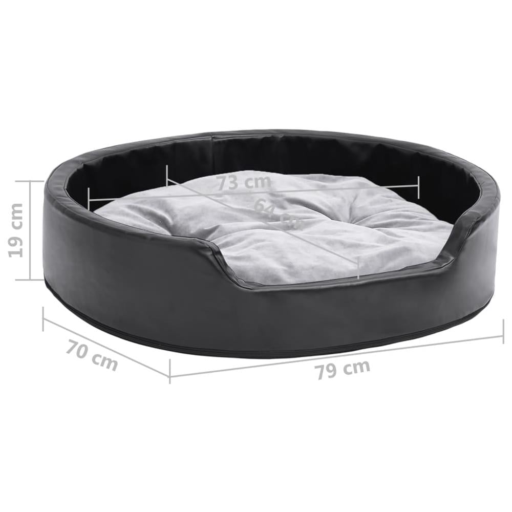Lettino Per Cani Nero E Grigio 79x70x19 Cm Peluche E Similpelle - Foto 7