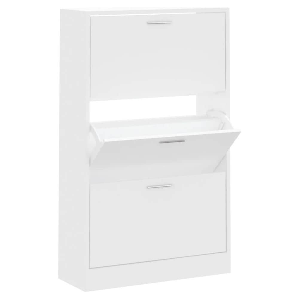 Scarpiera Bianca 63x24x103 Cm In Legno Multistrato - Foto 1