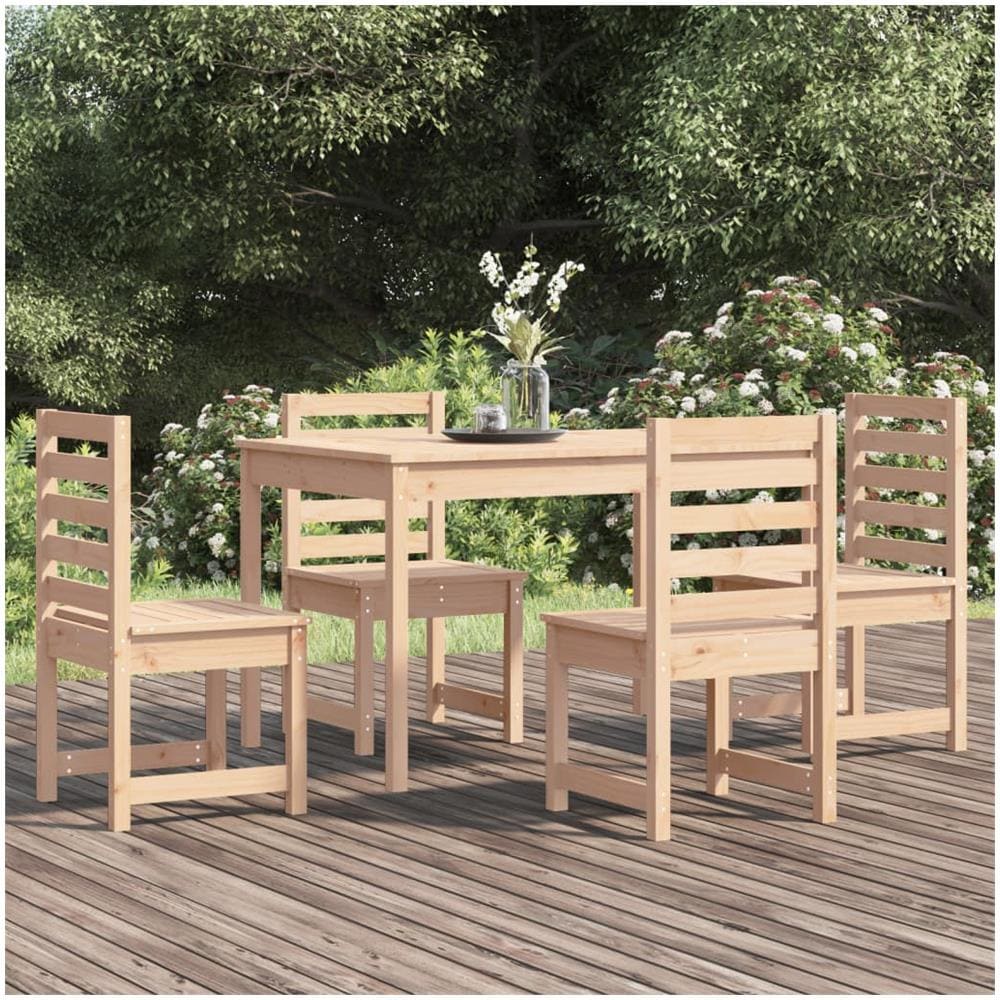 Set Da Pranzo Per Giardino 5 Pz In Legno Massello Di Pino - Foto 1