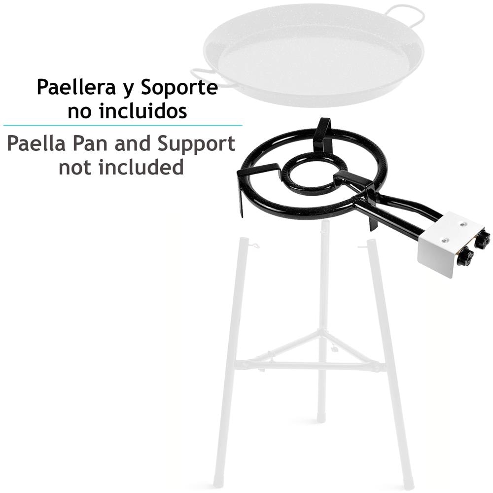 Paellero Doppio Anello MOD350 35-15cm con Bruciatore a Gas Adatto a Padelle per Paella 50cm Colore Nero - Foto 2