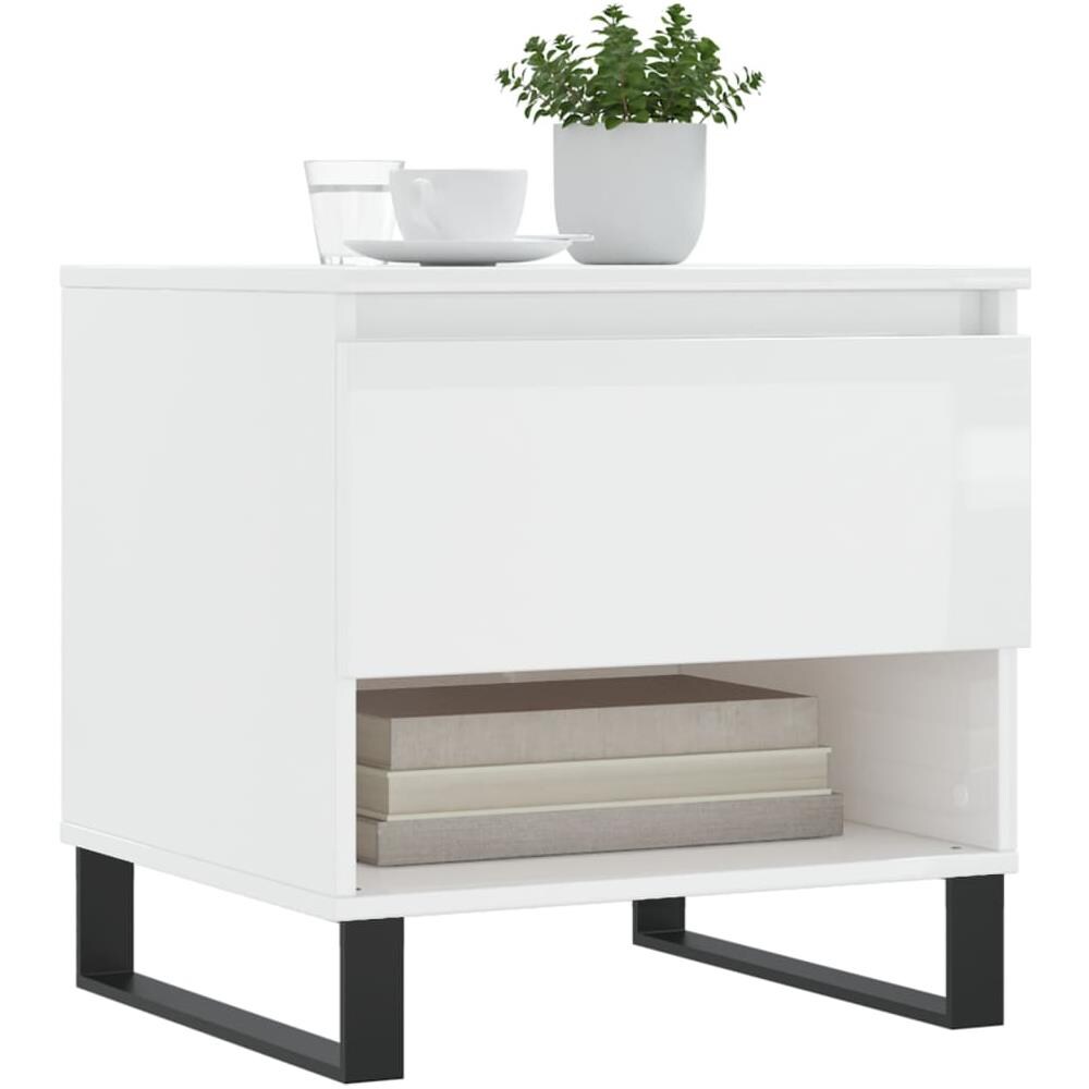 Tavolino Bianco Lucido 50x46x50 Cm In Legno Multistrato - Foto 3