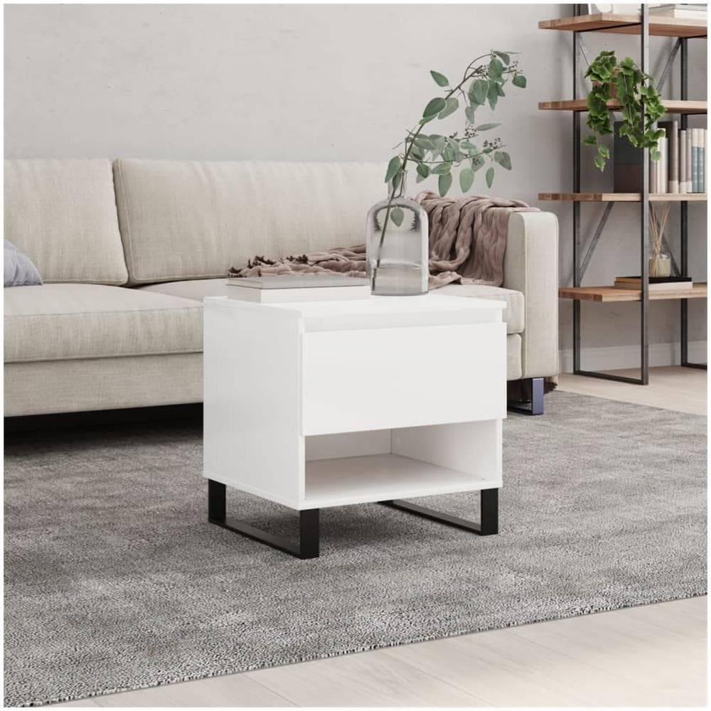 Tavolino Bianco Lucido 50x46x50 Cm In Legno Multistrato - Foto 1