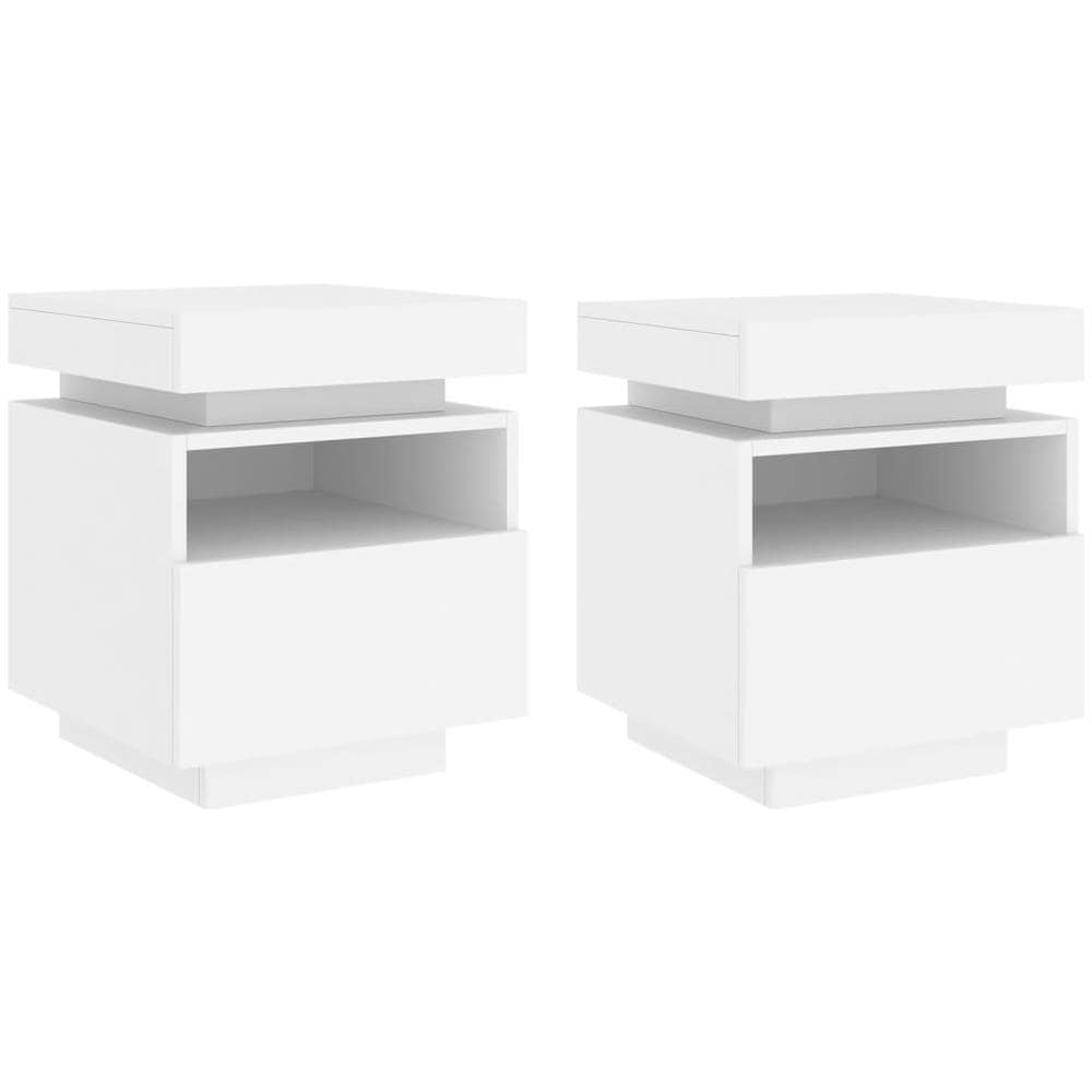 Comodini Con Luci Led 2pz Bianchi 40x39x48,5 Cm - Foto 2
