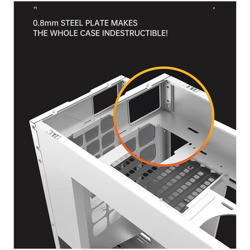Case Cezanne Midi Tower E-ATX, ATX, micro ATX, Mini-ITX 2 Porte USB 3.0 Colore Bianco (Finestrato) - Foto 2