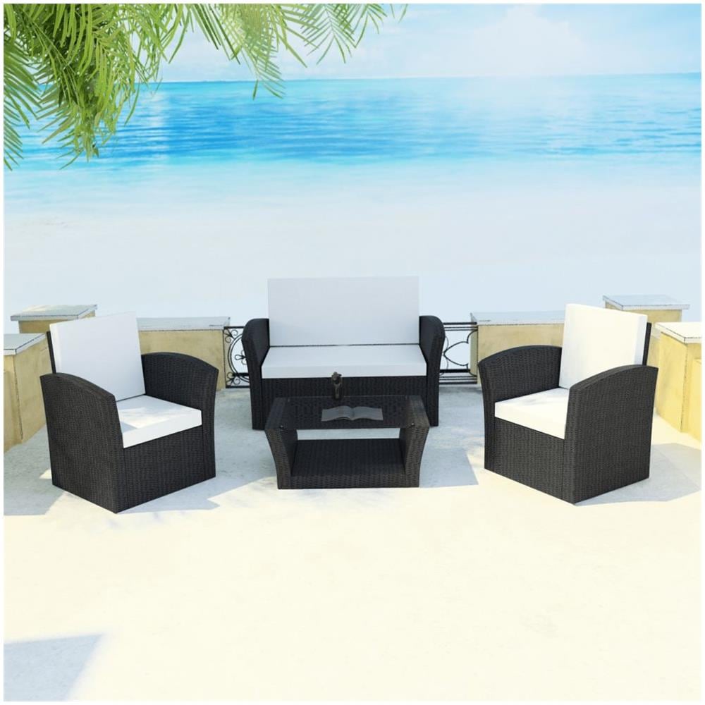 10 Pz Set Mobili Da Giardino In Polirattan Nero - Foto 1
