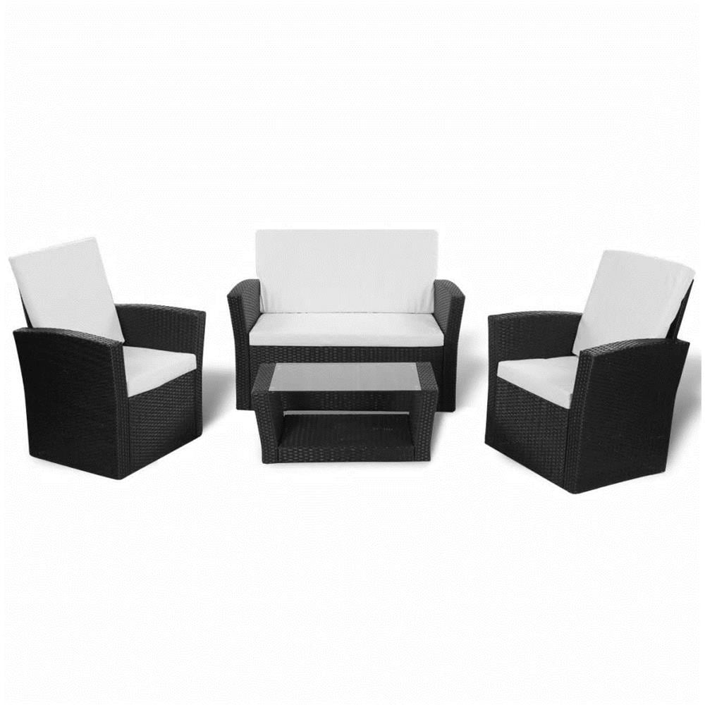 10 Pz Set Mobili Da Giardino In Polirattan Nero - Foto 2