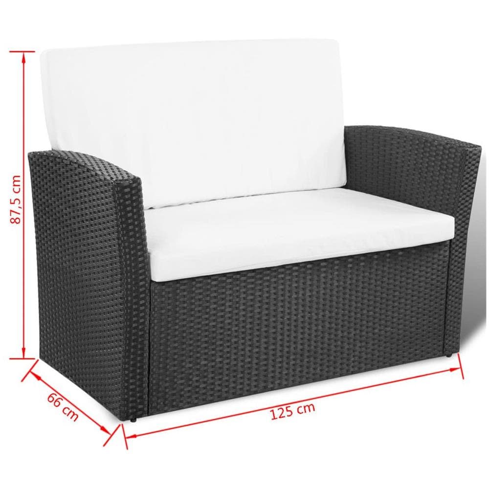 10 Pz Set Mobili Da Giardino In Polirattan Nero - Foto 8