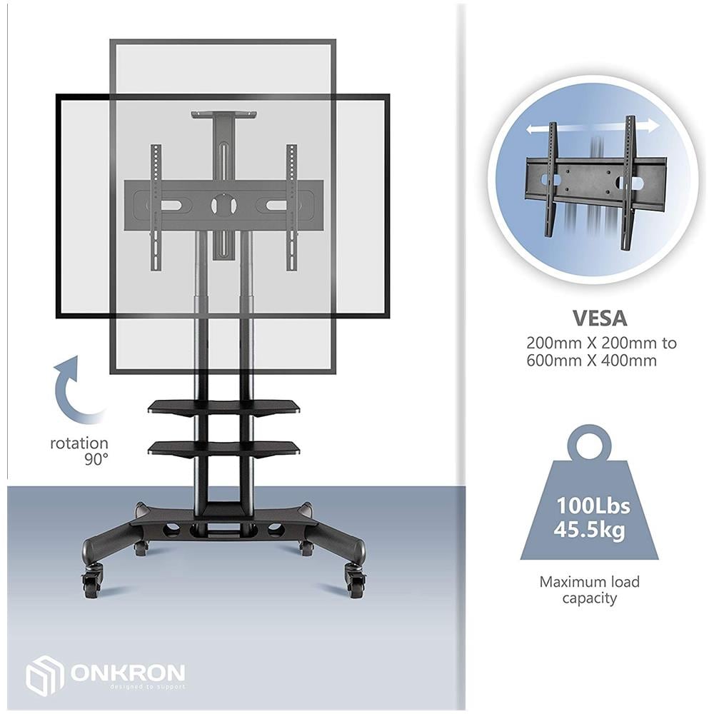 Supporto TV con ruote TS1551 70" 45kg Colore Nero - Foto 2