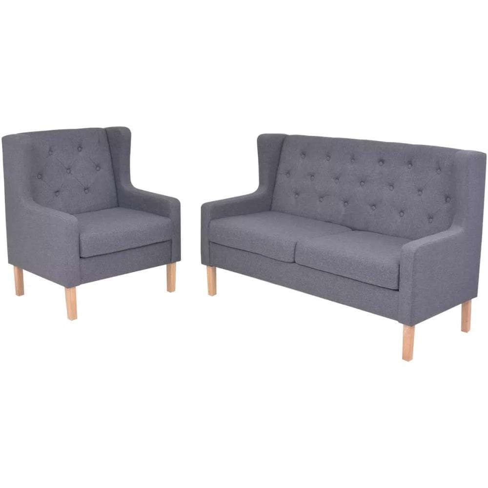 Set Di Divani 2 Pz In Tessuto Grigio - Foto 1