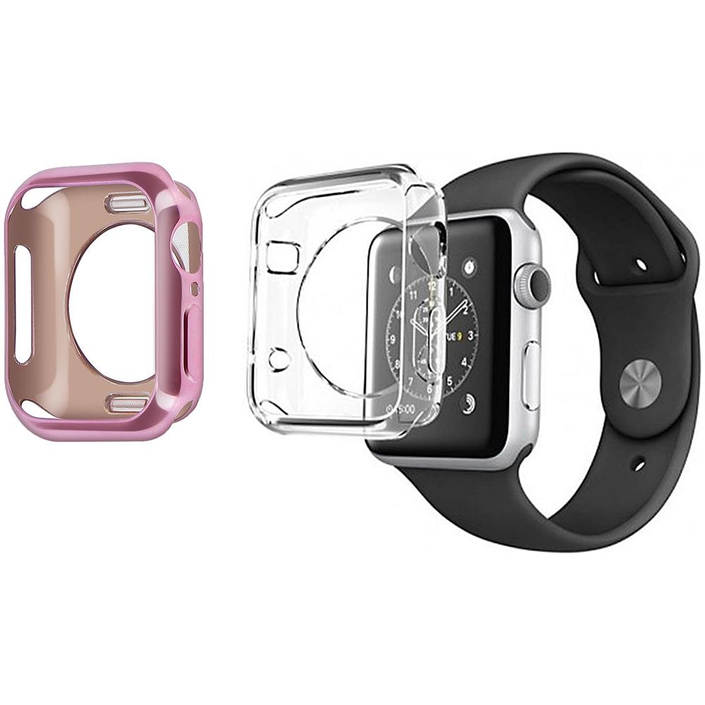 2x Covers Smartwatch 40 E 42 Mm Dux Ducis Resistente Oro Rosa E Trasparente - Foto 1