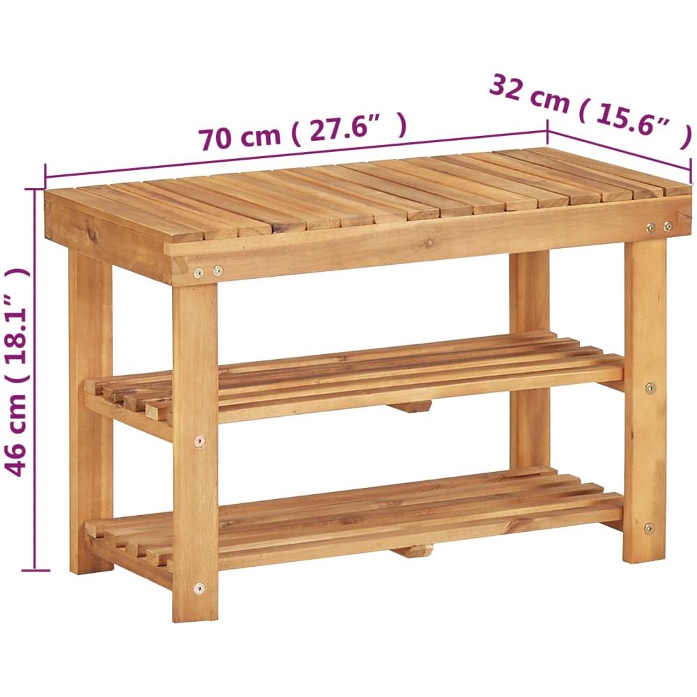 Scarpiera 70x32x46 Cm In Legno Massello Di Acacia - Foto 5