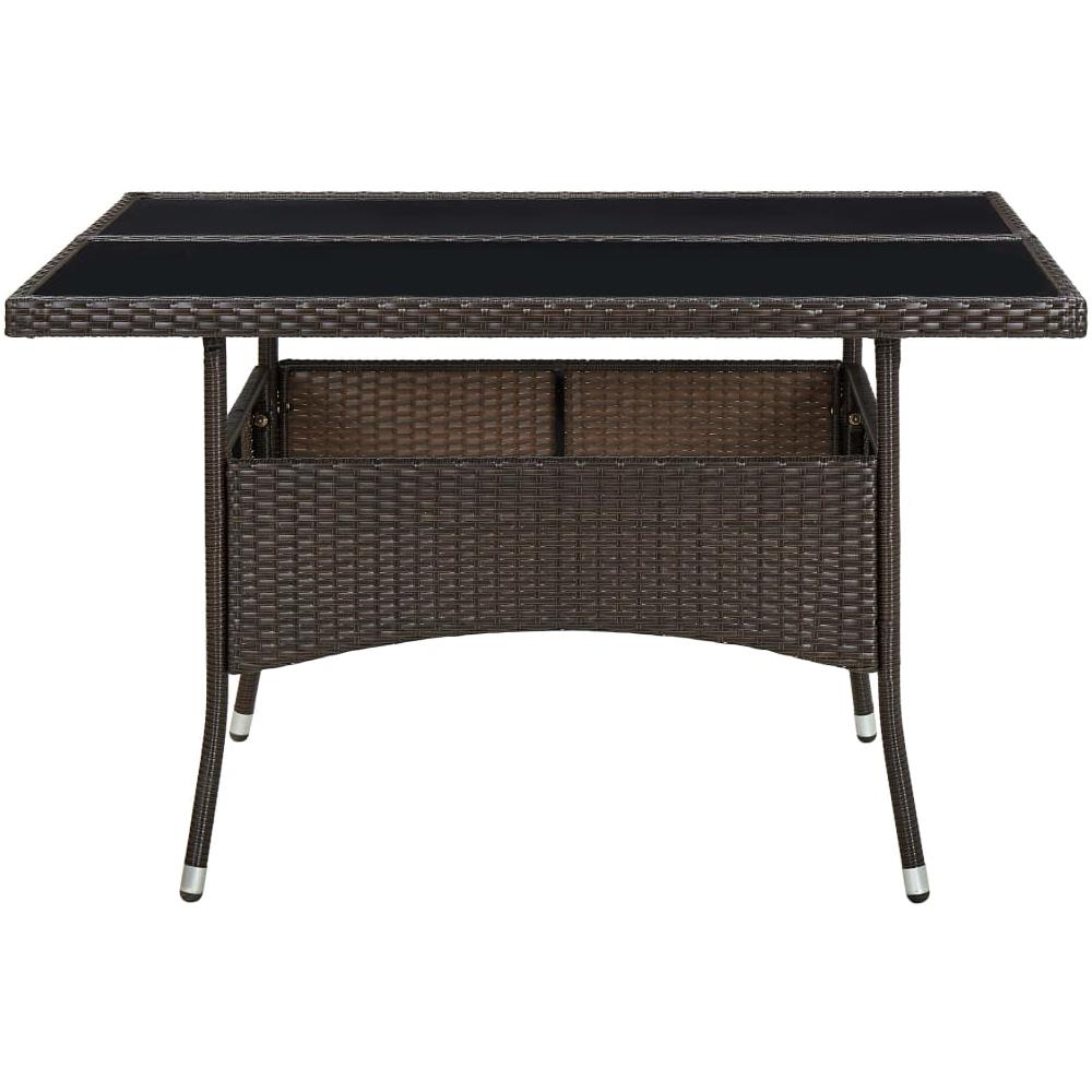 Tavolo Da Pranzo Da Giardino Marrone In Polyrattan E Vetro - Foto 3