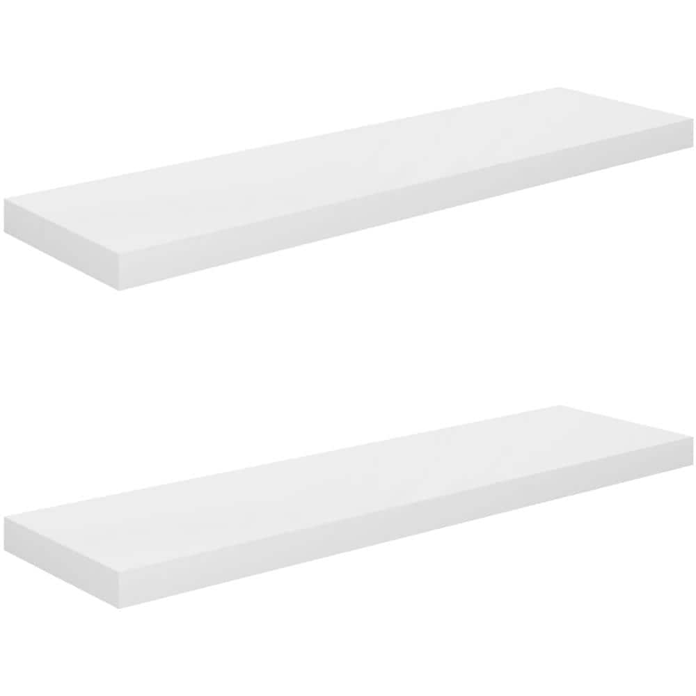 Scaffali A Parete 2 Pz Bianco Lucido 90x23,5x3,8 Cm In Mdf - Foto 2