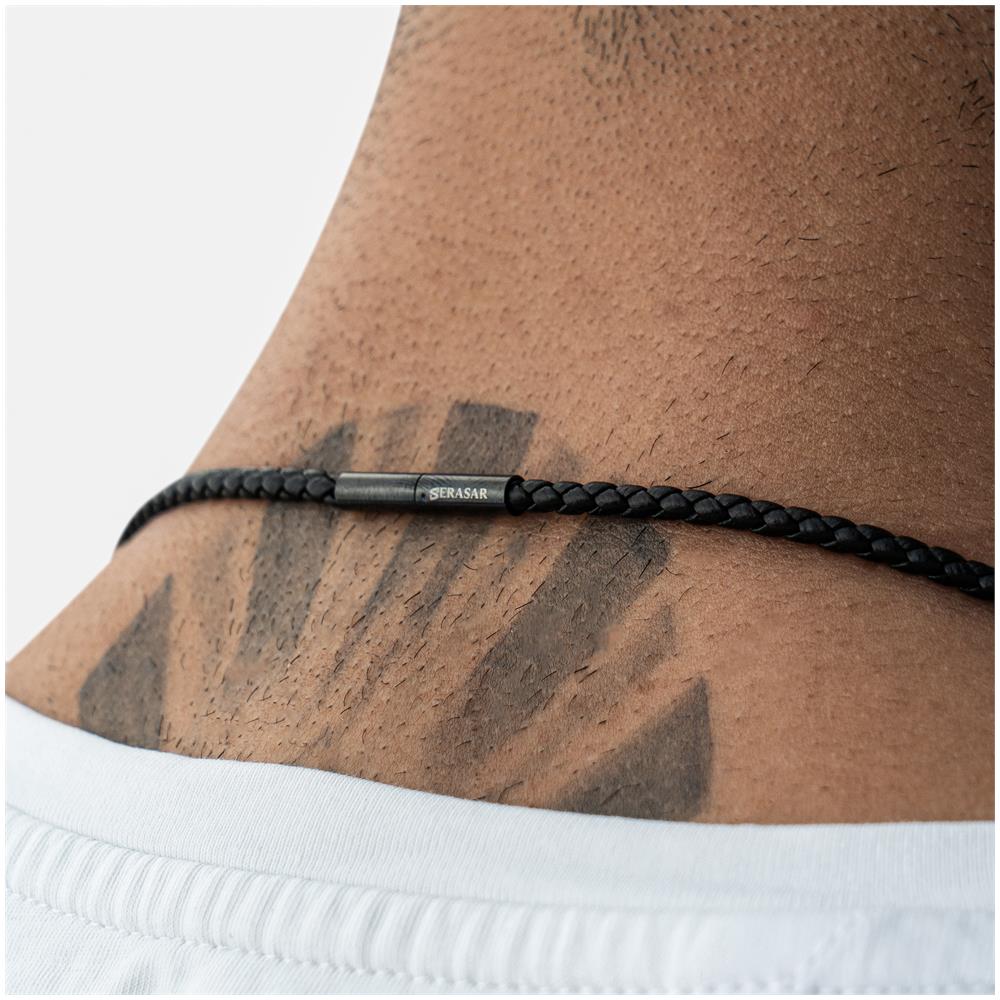 Collana da Uomo in Pelle Premium, ""Arrow"", 60cm, Nero - Foto 7