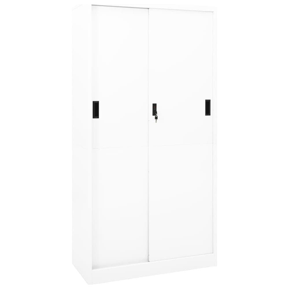 Armadio per Ufficio Anta Scorrevole Bianco 90x40x180 cm Acciaio - Foto 1