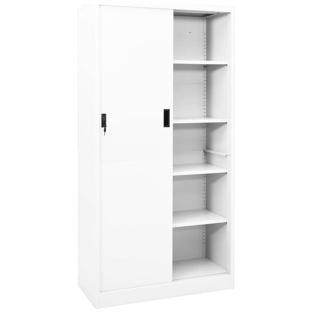 Armadio per Ufficio Anta Scorrevole Bianco 90x40x180 cm Acciaio - Foto 3