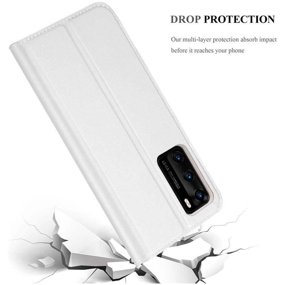Custodia Compatibile Con Huawei P40 In Classy Argento - Coperchio Protettiva Con Chiusura Magnetica, Funzione Stand E Tasca Per Le Carte - Foto 8