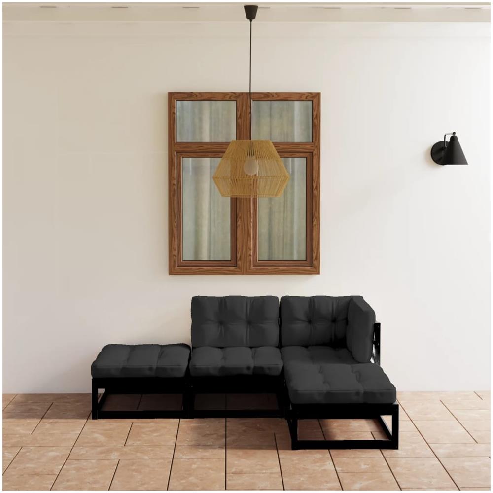 Set Divani da Giardino 4 pz con Cuscini Legno Massello Pino - Foto 1
