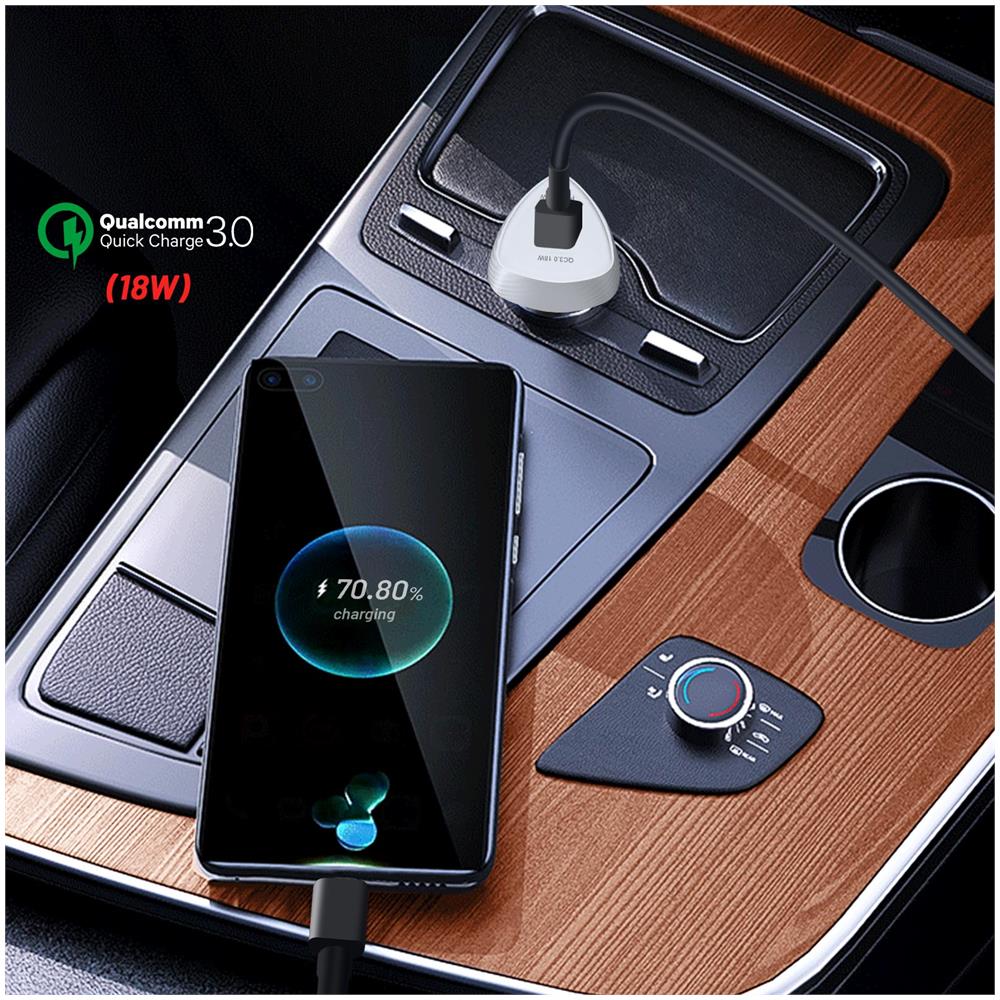 Caricabatterie Da Auto Usb + Usb-c 38w Power Delivery Bianco Traslucido - Foto 2