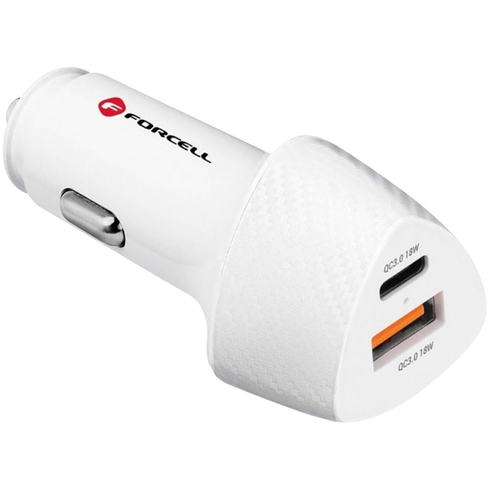 Caricabatterie Da Auto Usb + Usb-c 38w Power Delivery Bianco Traslucido - Foto 1