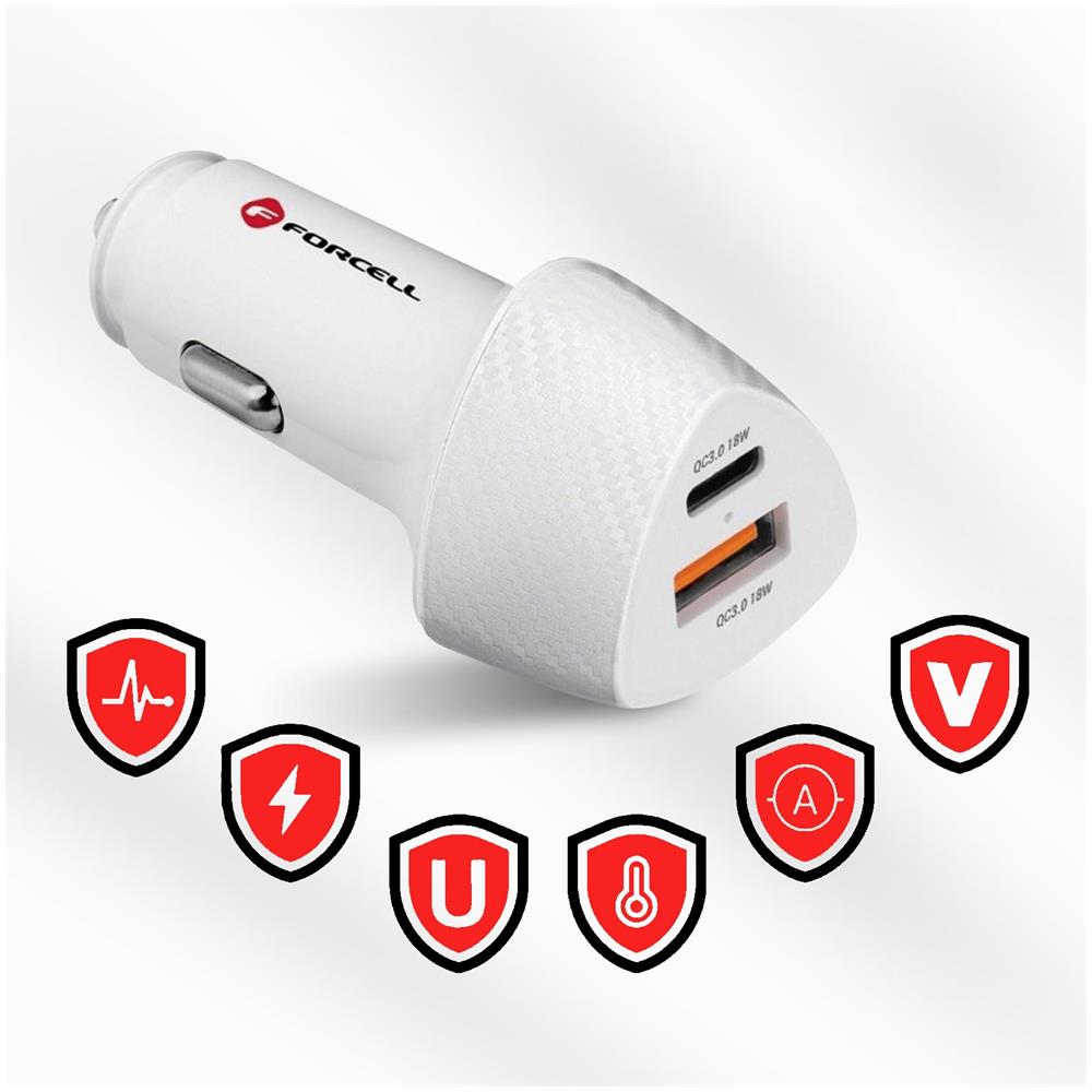 Caricabatterie Da Auto Usb + Usb-c 38w Power Delivery Bianco Traslucido - Foto 5