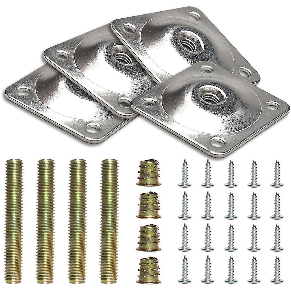 4pcs Tavolo Di Legno Divano A Livello Di Gamba Piastre Di Montaggio Di Ferro Con Viti Per Mobili In Modo Sicuro Connettore Metallico Jiujiuso - Foto 1