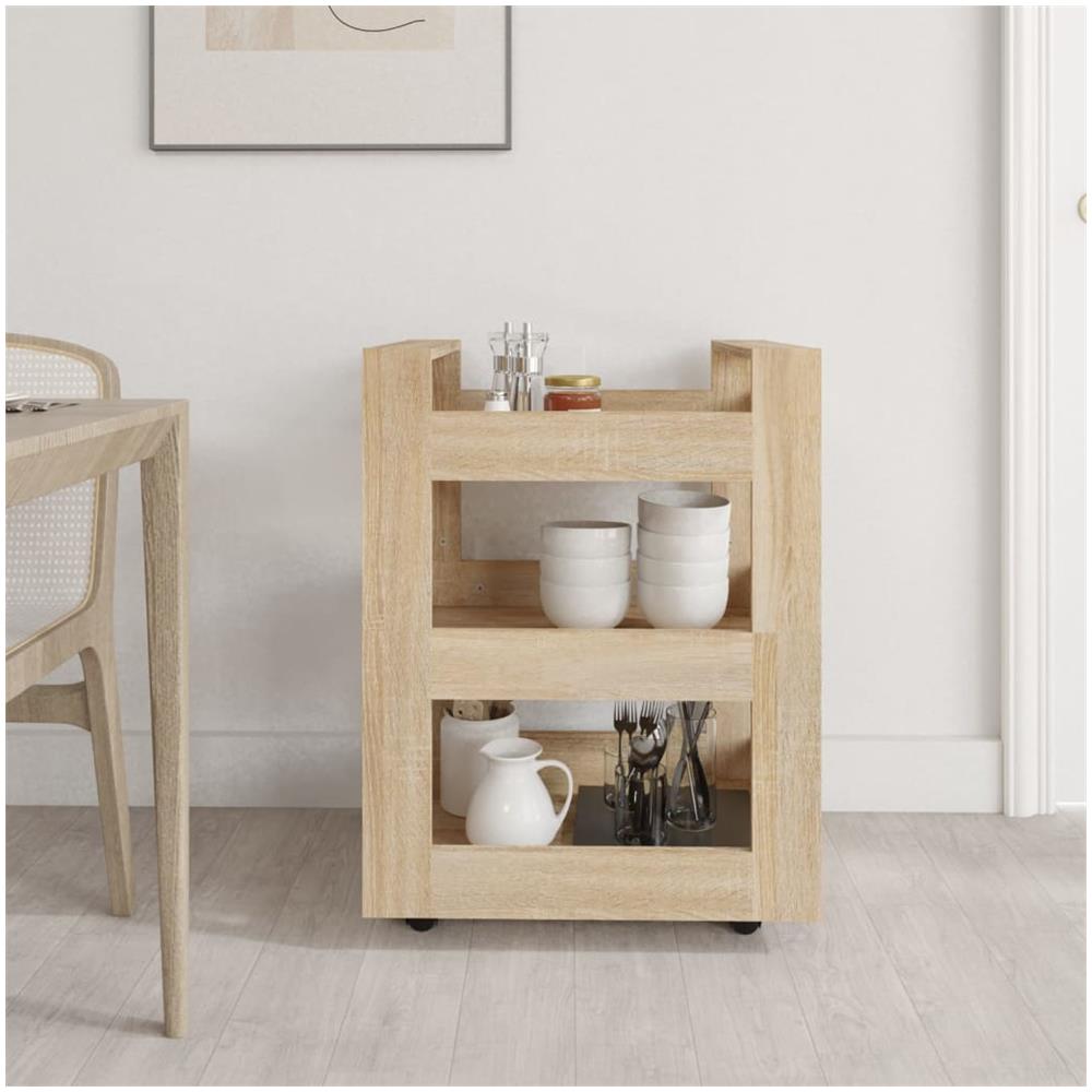 Carrello Da Cucina Rovere Sonoma 60x45x80 Cm Legno Multistrato - Foto 3