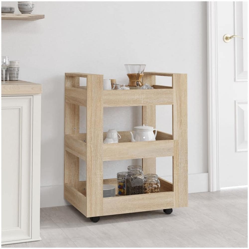 Carrello Da Cucina Rovere Sonoma 60x45x80 Cm Legno Multistrato - Foto 1