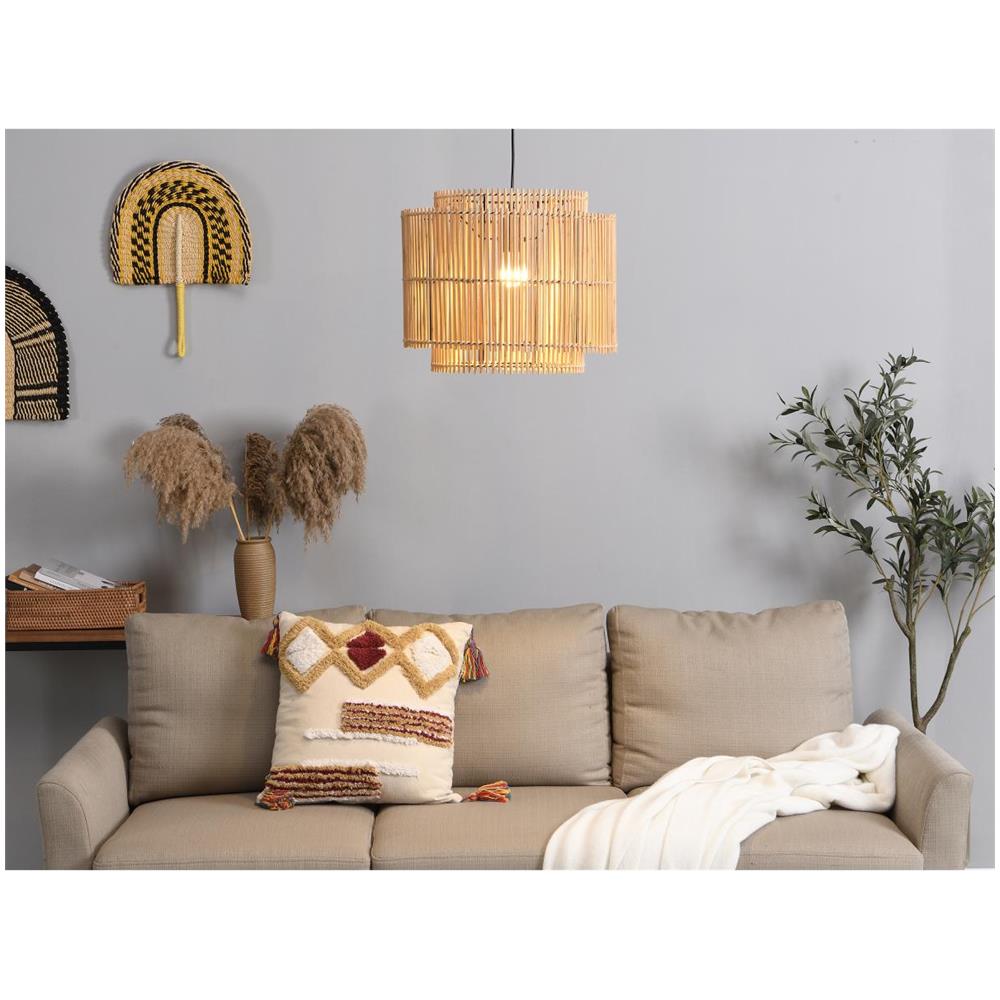 Lampadario In Bambù Stile Giapponese E Cinese, 30cm, A Cupola, In Rattan Intrecciato A Mano Per Soffitto
