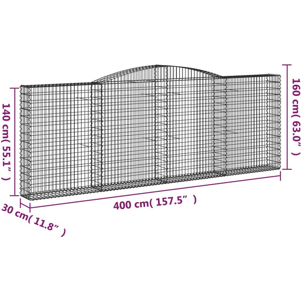 Cesti Gabbioni Ad Arco 4 Pz 400x30x140/160 Cm Ferro Zincato - Foto 5