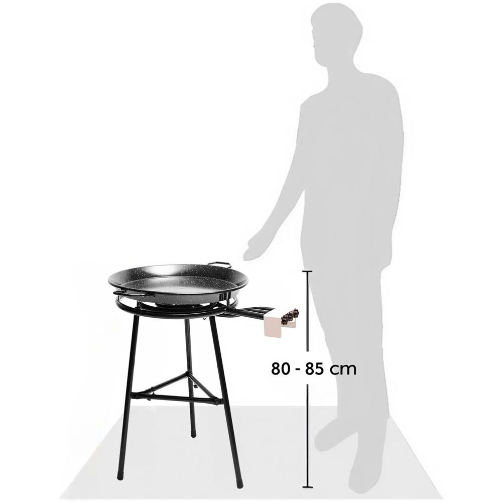 Jumbo SetTriplo Bruciatore a Gas 60 cm + Padella per Paella 65 cm + Supporto a 3 Gambe Colore Nero - Foto 2