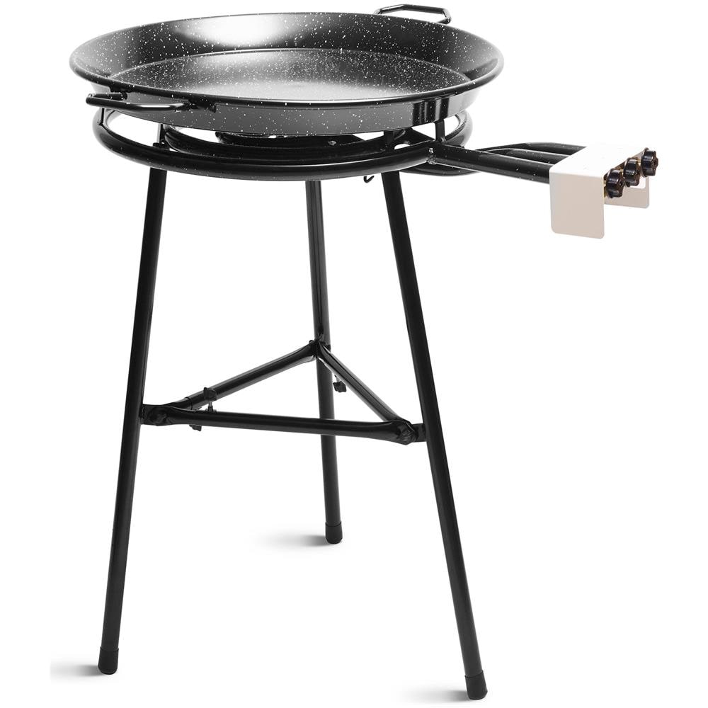 Jumbo SetTriplo Bruciatore a Gas 60 cm + Padella per Paella 65 cm + Supporto a 3 Gambe Colore Nero - Foto 1