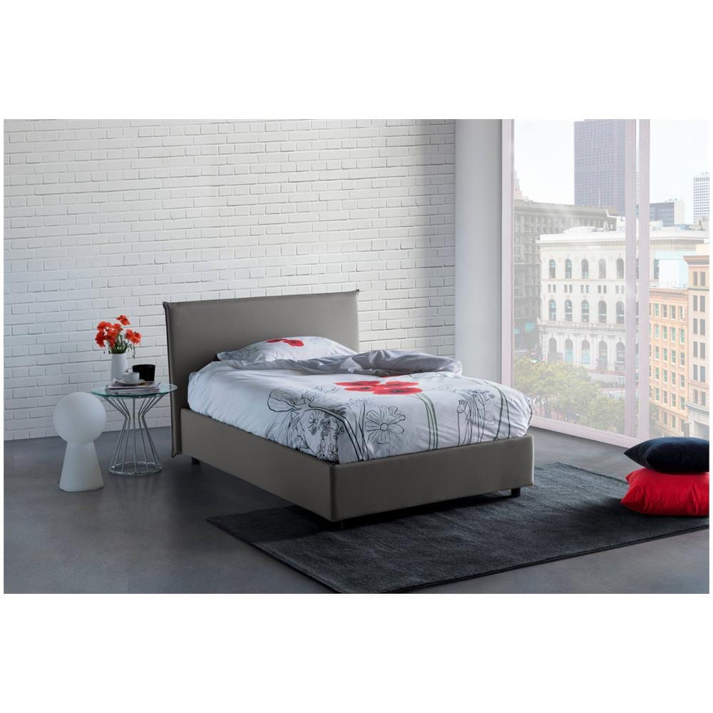 Letto Piazza E Mezza Ashasa, Letto Contenitore Con Rivestimento In Tessuto, 100% Made In Italy, Apertura Frontale, Adatto Per Materasso Cm 120x190, Grigio - Foto 1