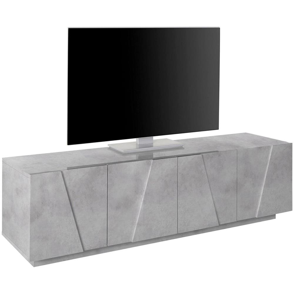 Mobile Porta Tv Raul, Credenza Bassa Da Soggiorno, Base Porta Tv, 100% Made In Italy, Cm 162x44h46, Cemento - Foto 4