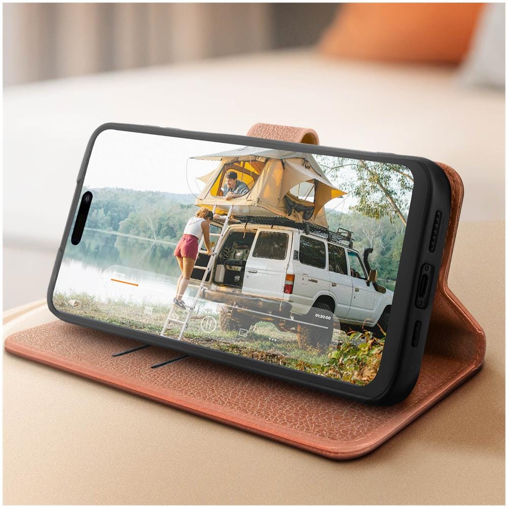 Custodia Per Iphone 15 Pro Max Copertina Portacarte Funzione Supporto Rosa - Foto 2