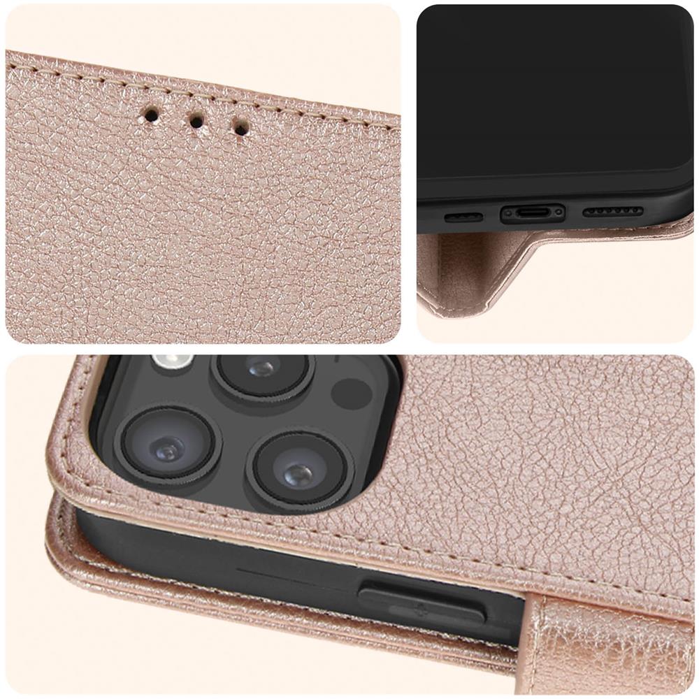 Custodia Per Iphone 15 Pro Max Copertina Portacarte Funzione Supporto Rosa - Foto 10