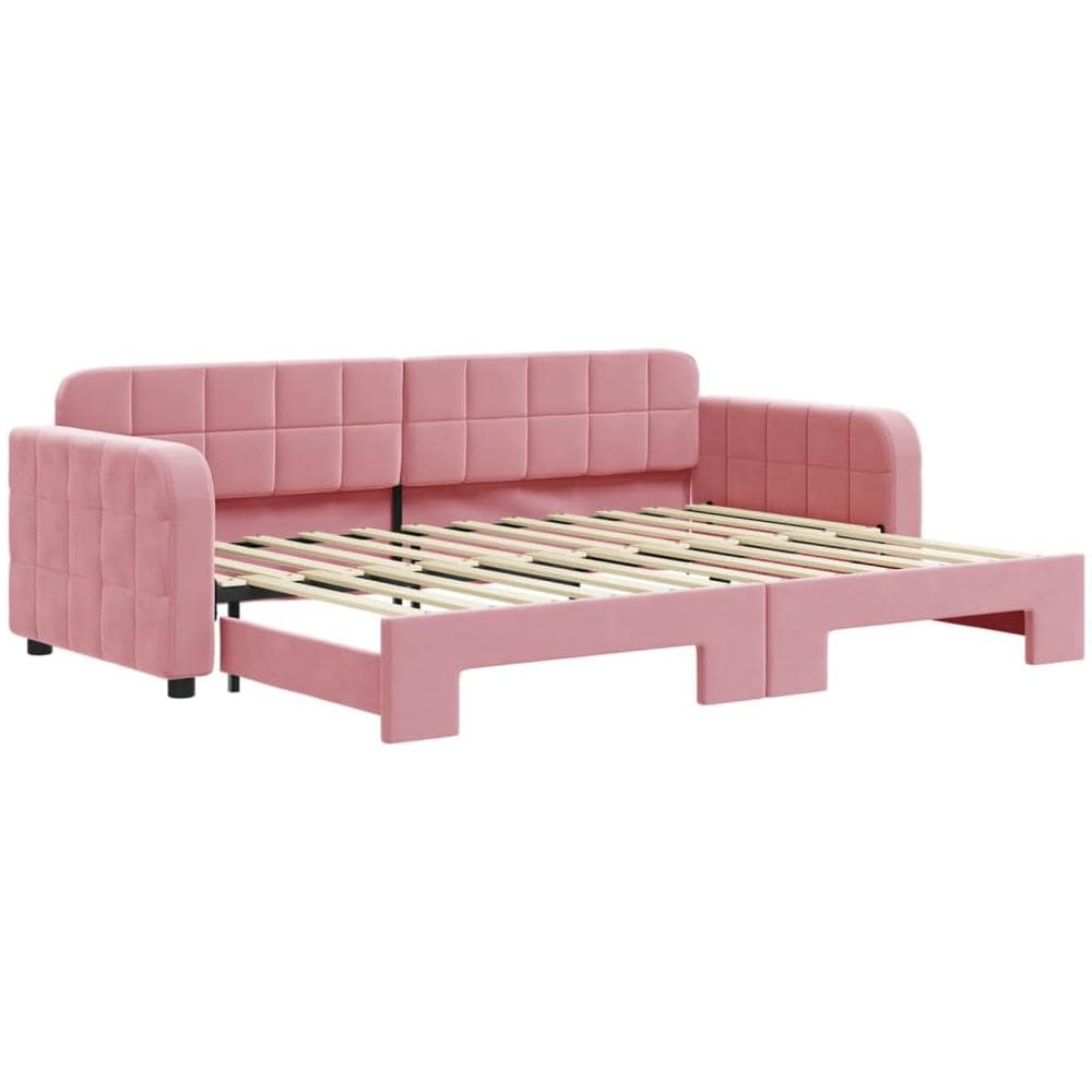 Divano Letto Con Letto Estraibile Rosa 80x200 Cm In Velluto - Foto 2