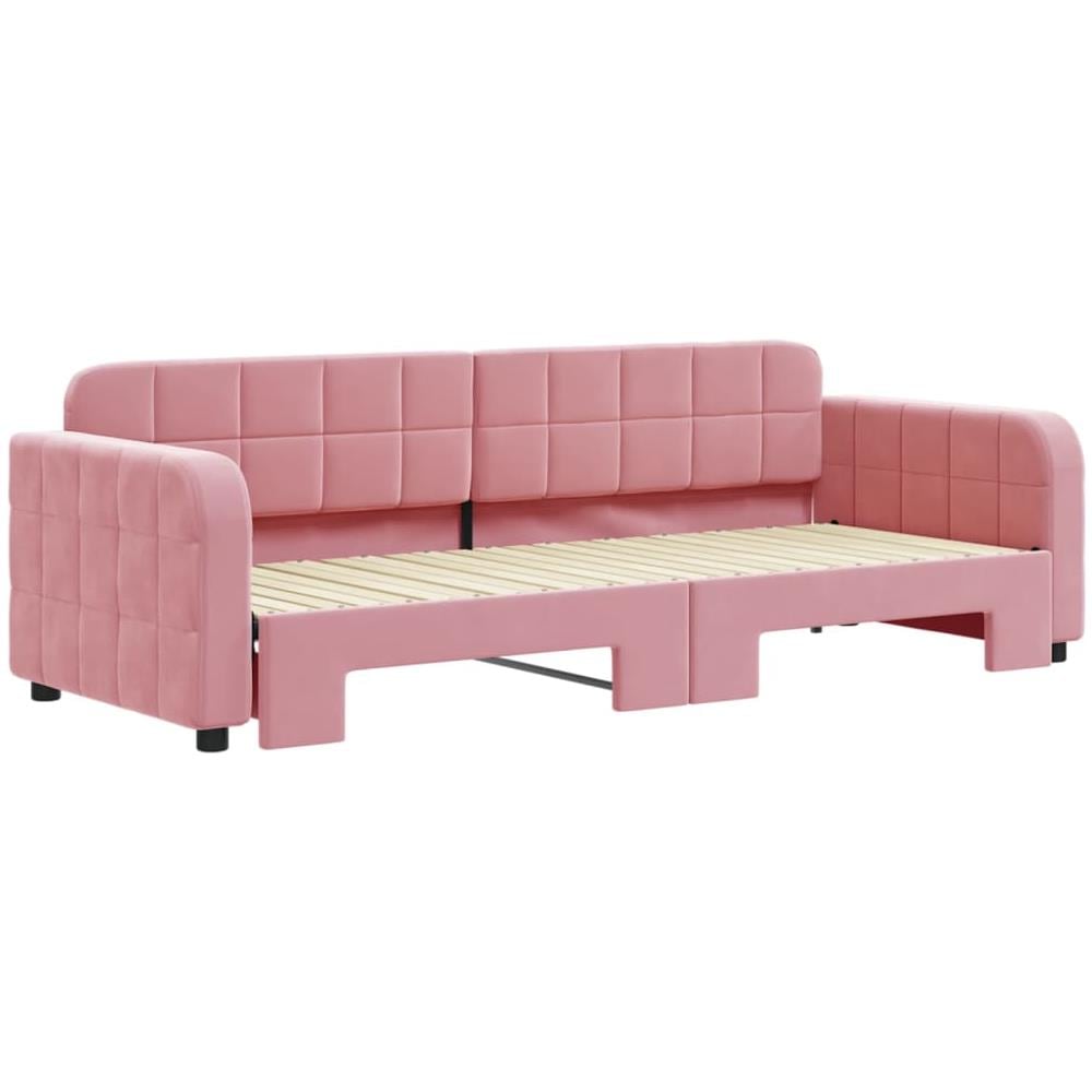 Divano Letto Con Letto Estraibile Rosa 80x200 Cm In Velluto - Foto 3