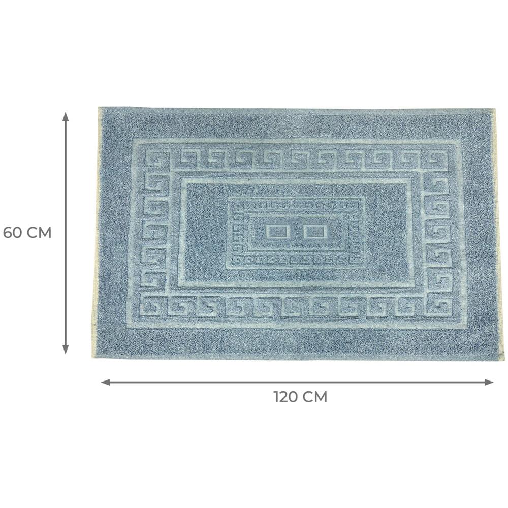 Tappeto Bagno Doccia Spugna Tinta Unita Torino Tappetino Super Assorbente In Cotone Pelo Corto Con Greca 60x120 Azzurro - Foto 5