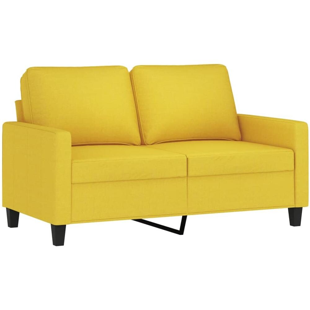 Divano A 2 Posti Giallo Chiaro 120 Cm In Tessuto - Foto 2