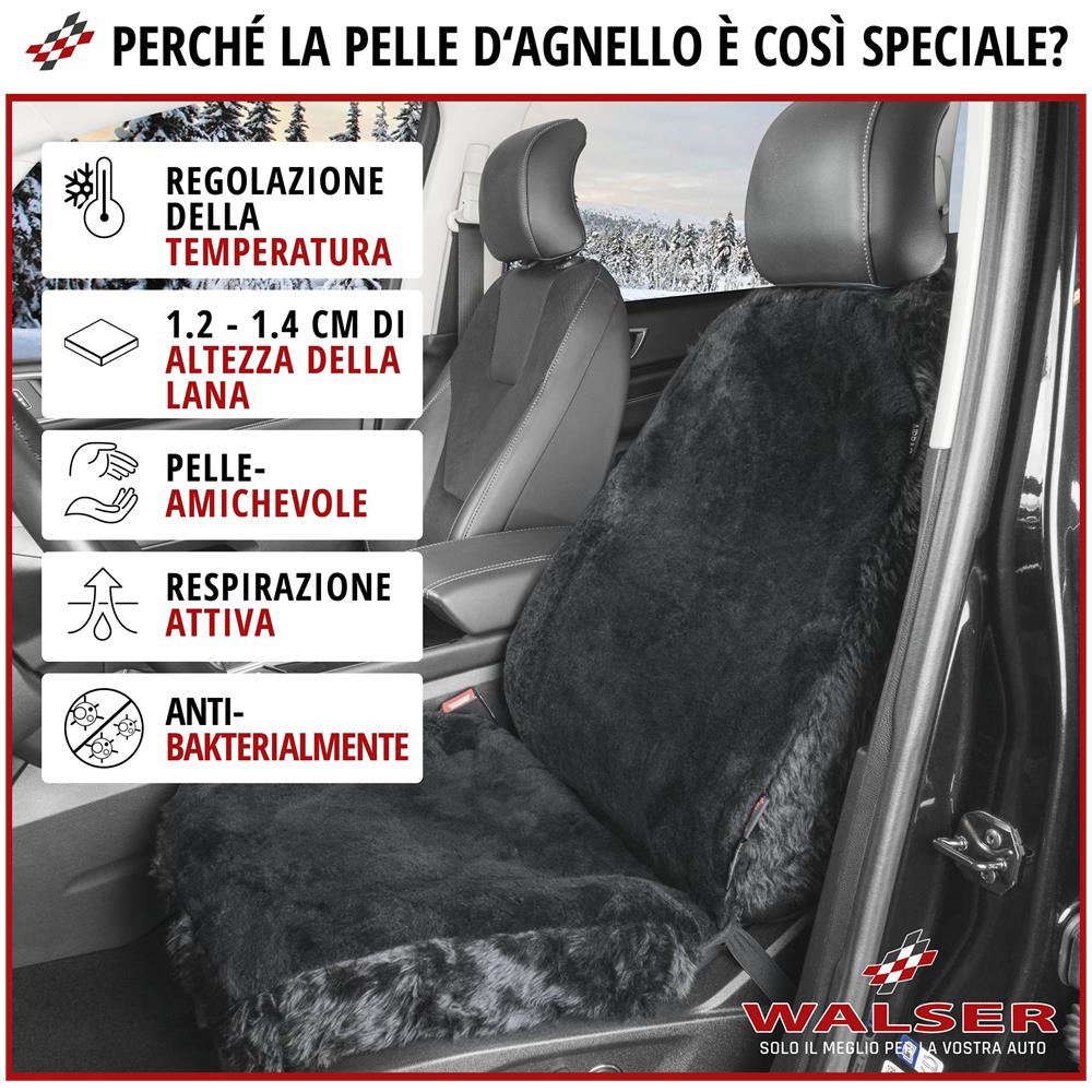Coprisedili Auto Monette In Pelle D'agnello Nero Con Sistema Informatico Zipp - Foto 2
