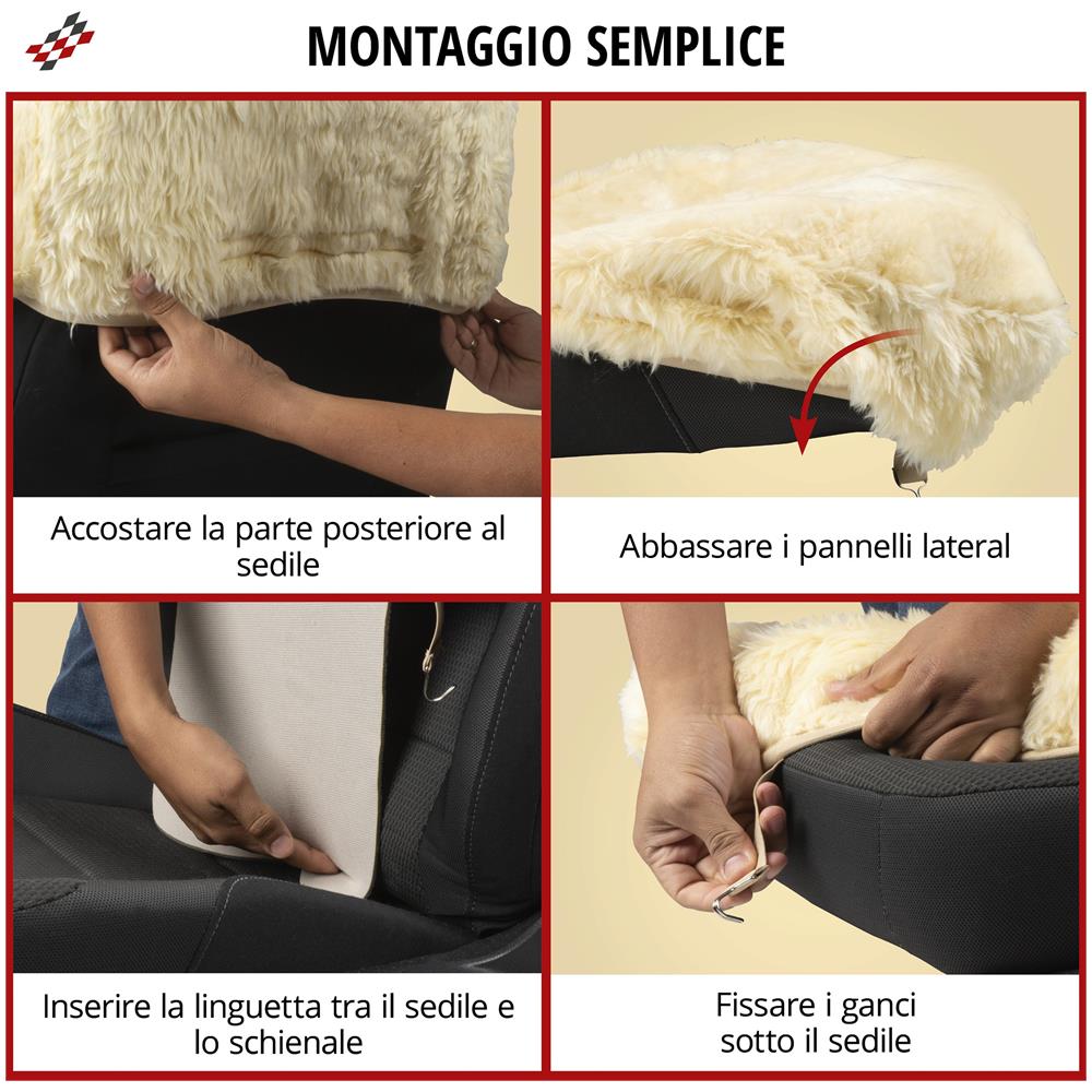 Coprisedili Auto Monette In Pelle D'agnello Nero Con Sistema Informatico Zipp - Foto 6