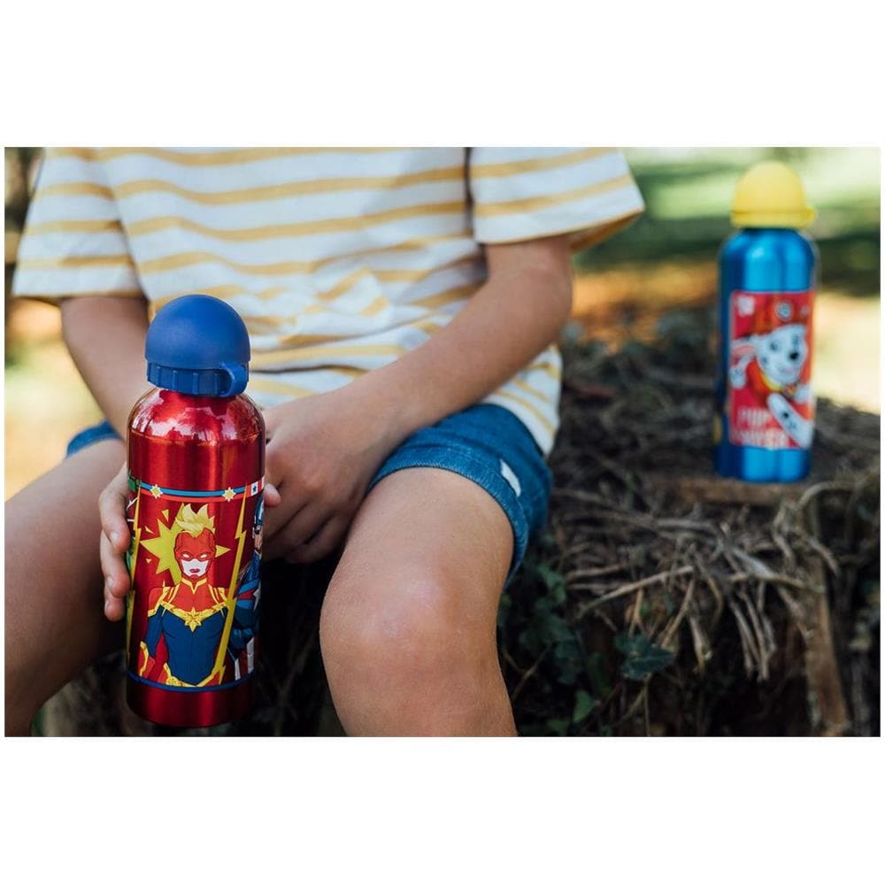 Borraccia Rossa Per Bambini In Alluminio Avengers 530 Ml Con Beccuccio E Tappo Di Sicurezza - Foto 2