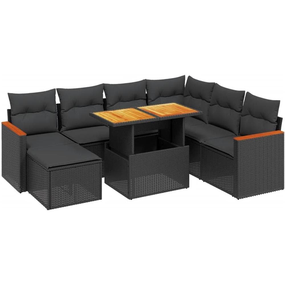 Set Divani da Giardino con Cuscini 8 pz Nero in Polyrattan - Foto 1
