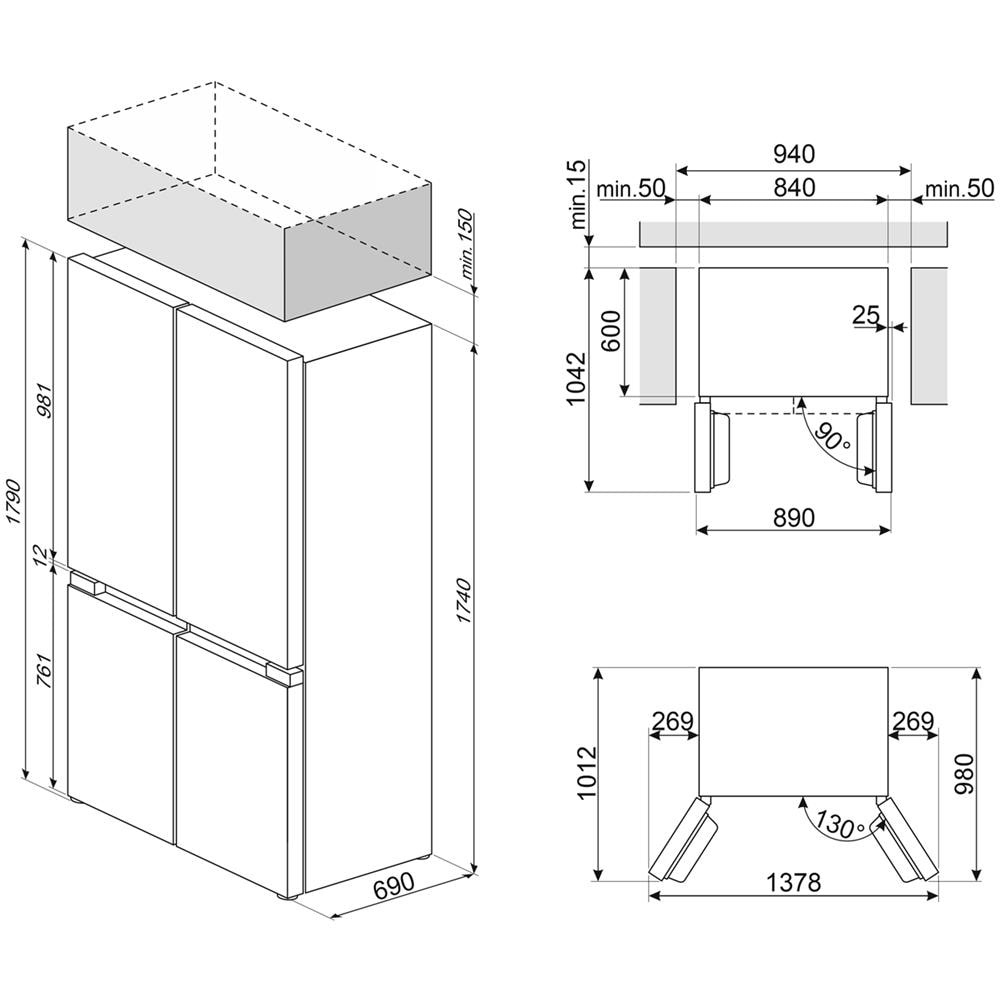 Frigorifero Americano Side By Side FQI48XD Classe D Capacità 488 Litri Colore Antracite - Foto 8