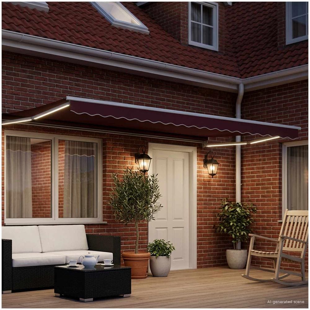 Tenda retrattile manuale con LED Borgogna e Bianco 4 x 2 m - Foto 2