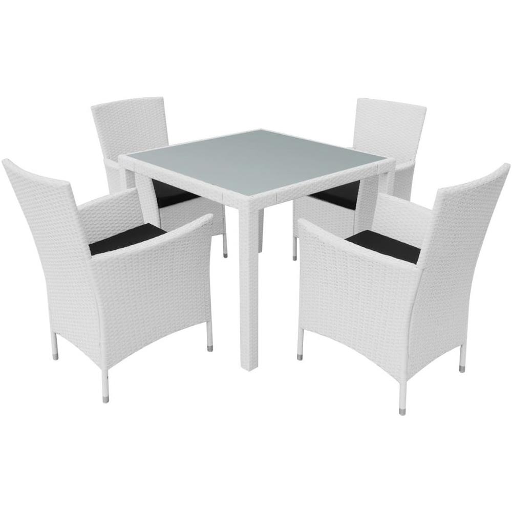 9 Pz Set Sedie / tavolo Da Giardino In Polirattan Bianco Crema - Foto 2