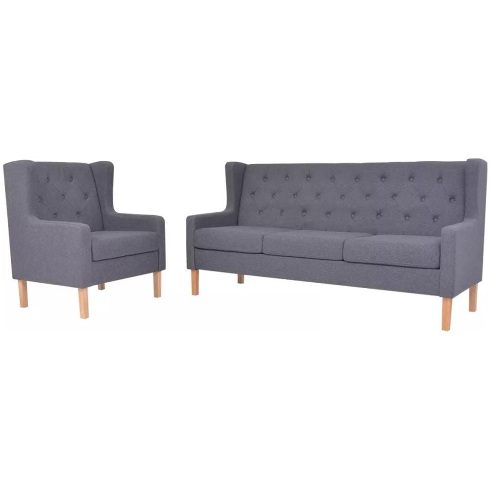 Set Di Divani 2 Pz In Tessuto Grigio - Foto 1